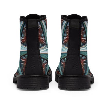 Beautiful Stars Abstract Star Style Blue And Red Women's Canvas Boots