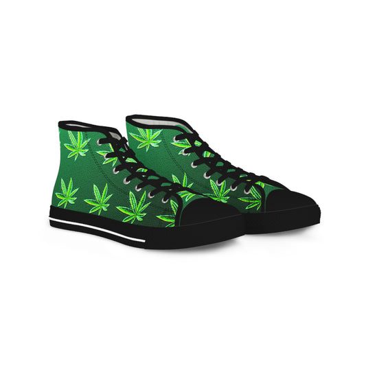 Classic Green Marijuana Leaves Men's High Top Sneakers