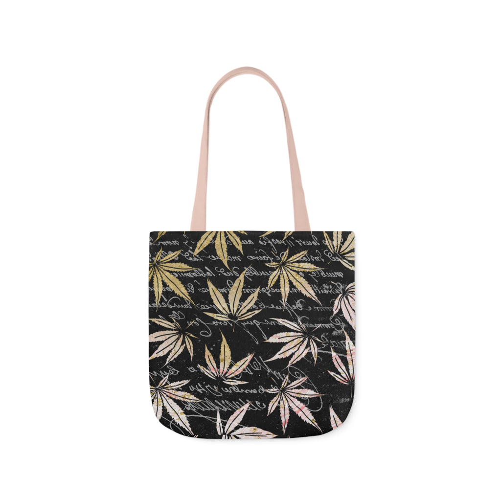 Gold And Black 420 Weed Marijuana Leaf Polyester Canvas Tote Bag (AOP)