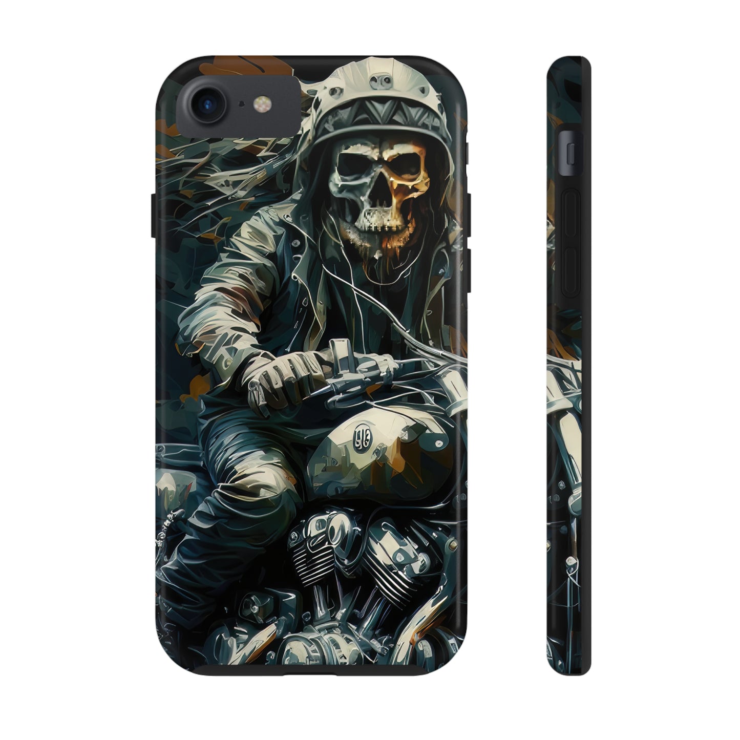 Skull Motorcycle Rider, Ready to Tear Up Road On Beautiful Bike Tough Phone Cases