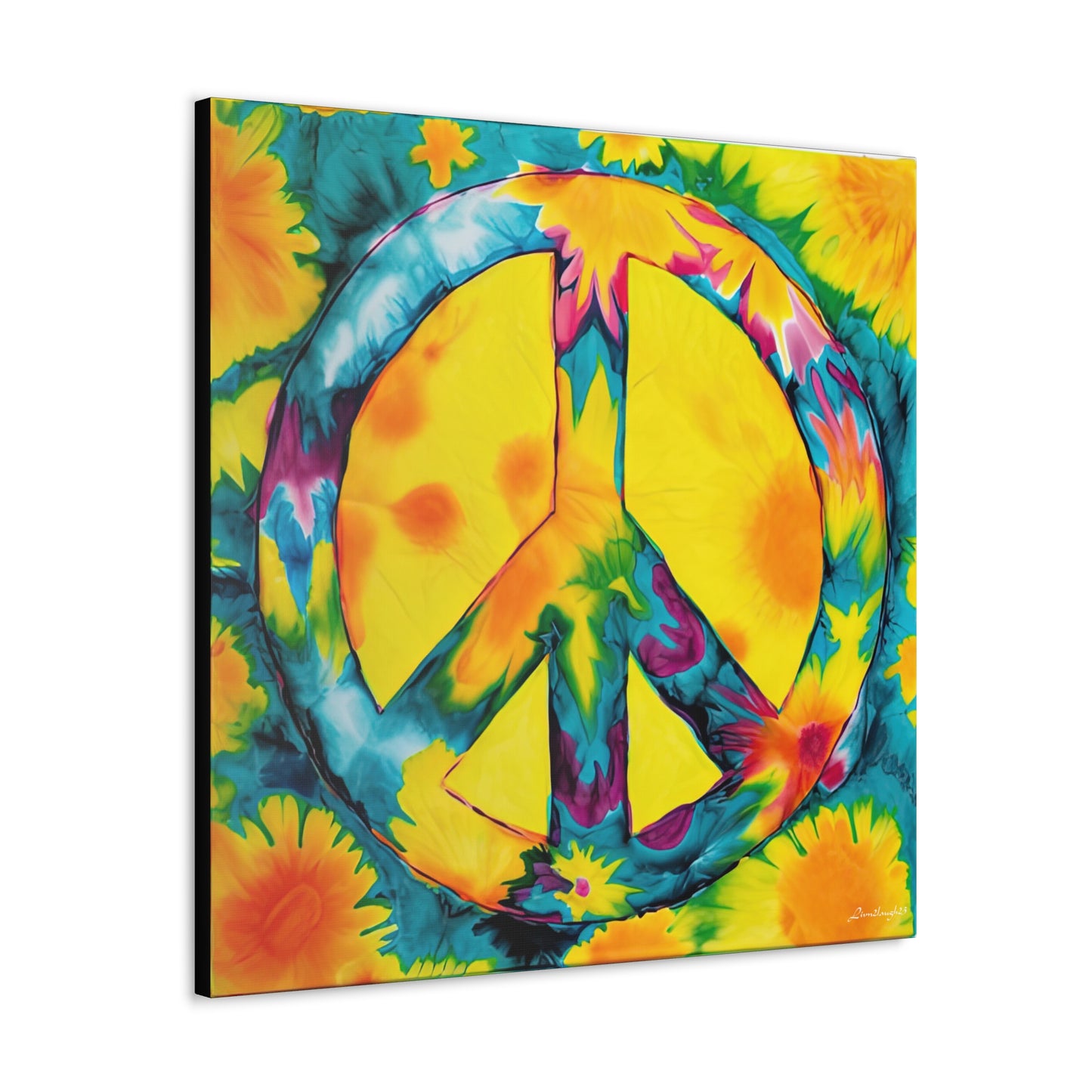 Coolio Tie Dye Hippie Peace Sign 10 Canvas Gallery Wraps