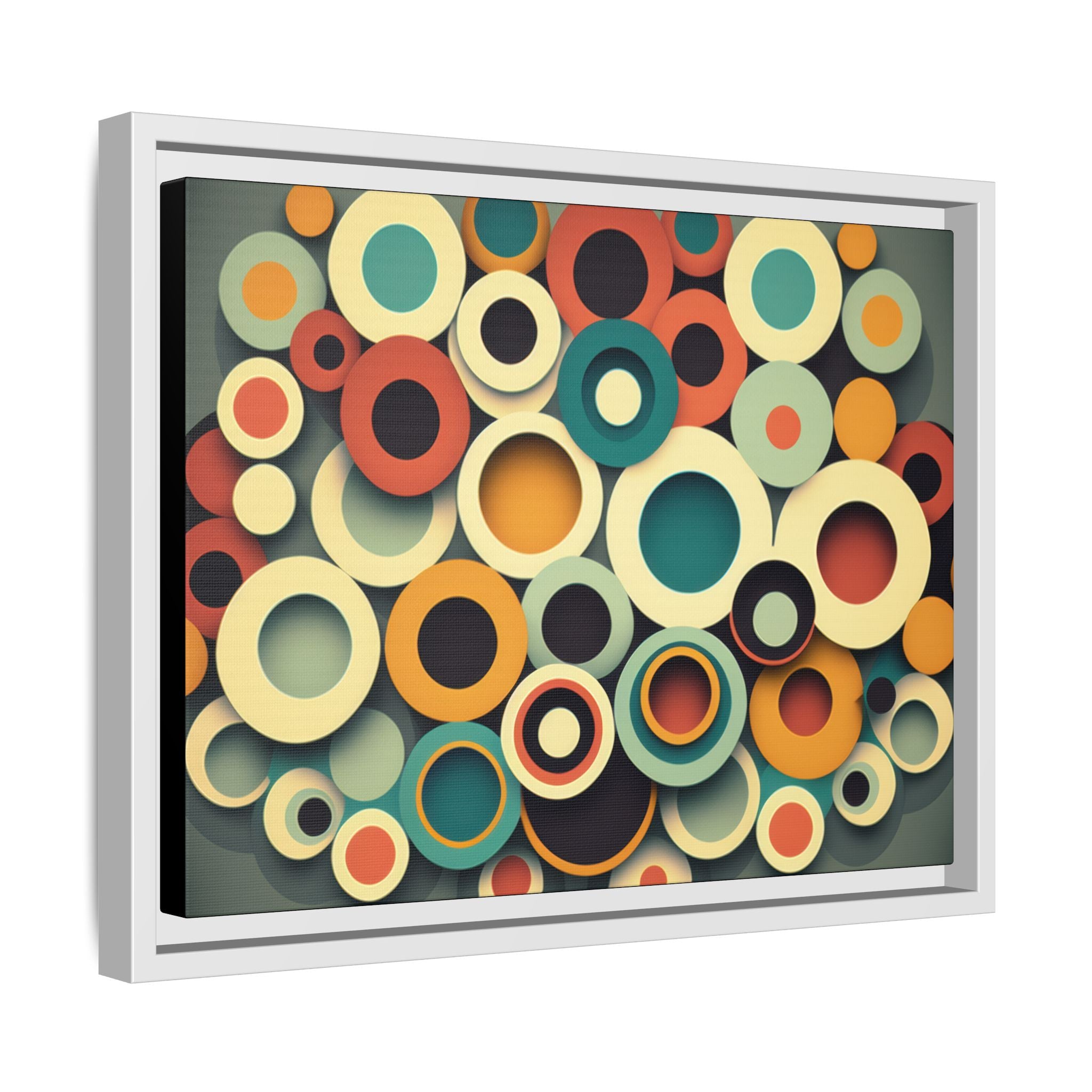 Gathered Circles, Matte Canvas, Framed (Multi-color)