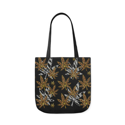 Gold And Zebra Marijuana Pot Weed Leaf 420 Marijuana Polyester Canvas Tote Bag (AOP)