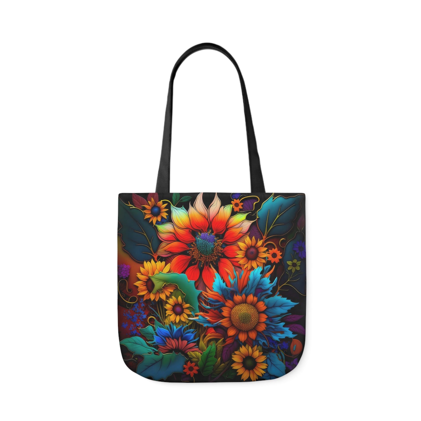 Bold And Beautiful Colorful Flowers Style Two Polyester Canvas Tote Bag (AOP)