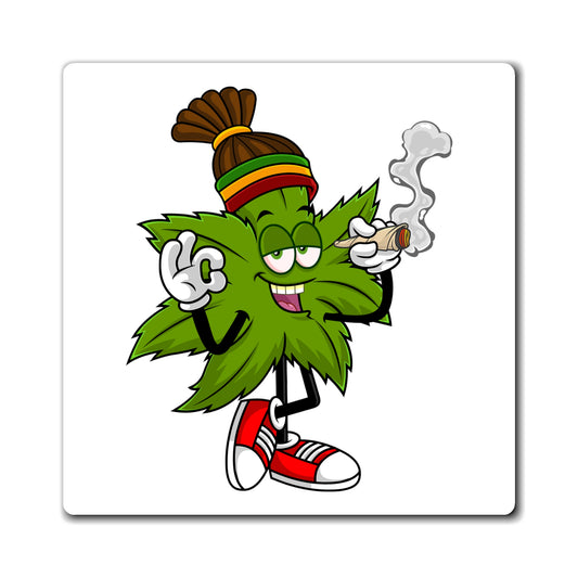 Marijuana Reggae Pot Leaf Man Smoking A Joint With Red Sneakers Style 2 Magnets