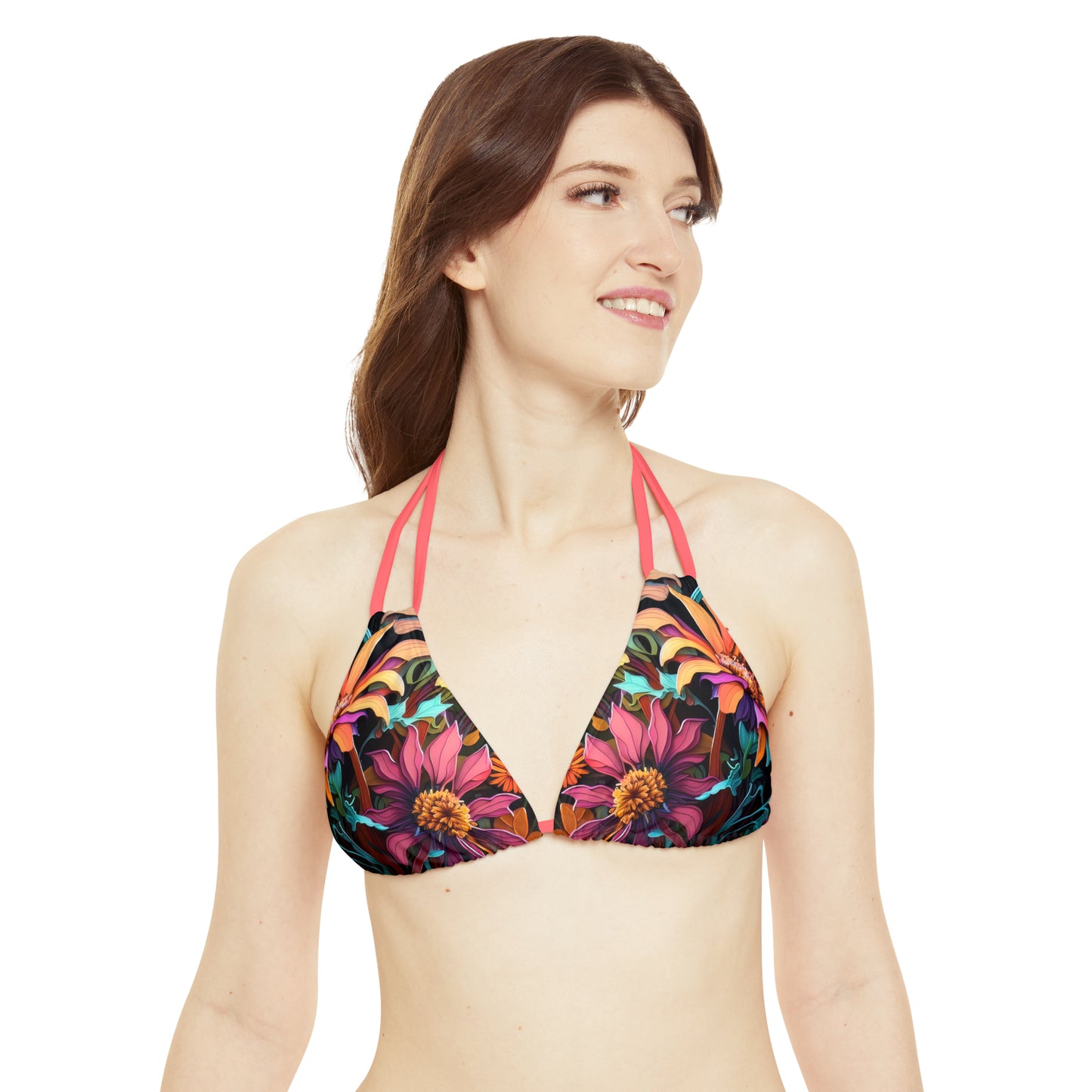 Bold And Beautiful Flowers Style Three Strappy Bikini Set (AOP)