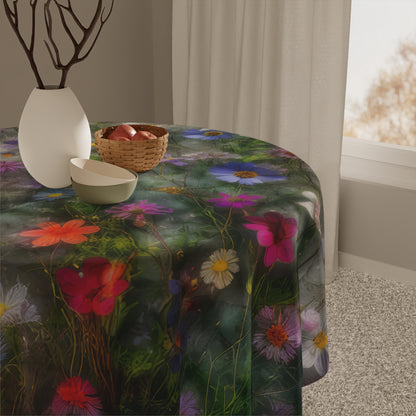 Bold & Beautiful & Metallic Wildflowers, Gorgeous floral Design, Style 2 Tablecloth
