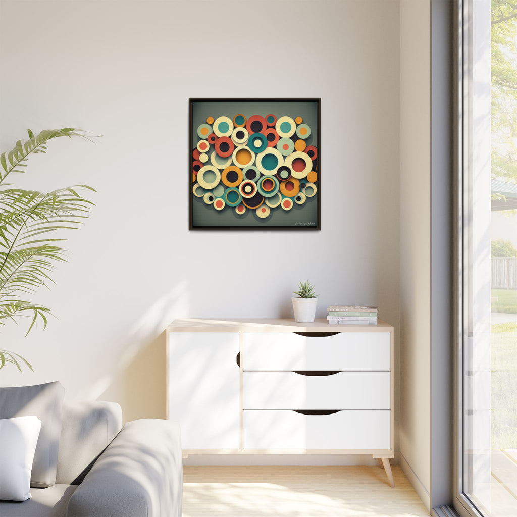 Gathered Circles, Matte Canvas, Framed (Multi-color)
