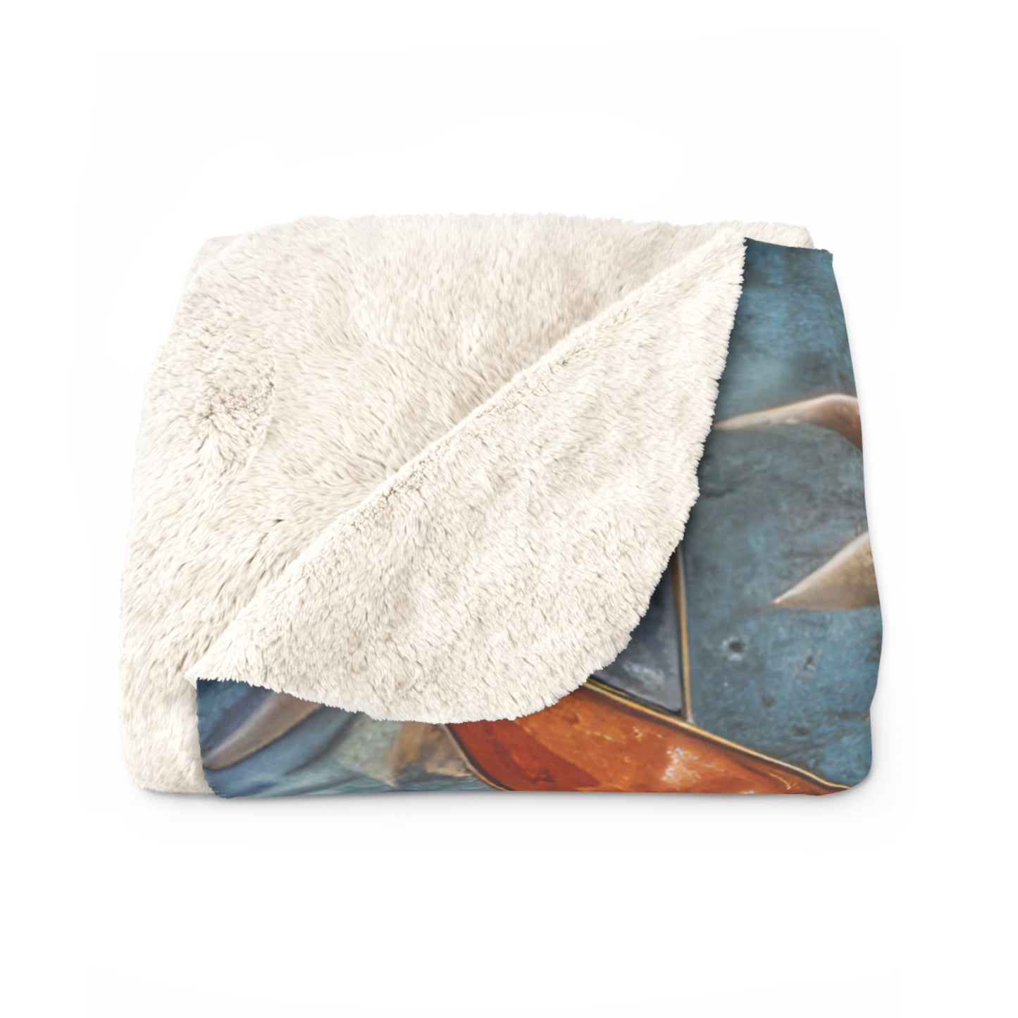 Beautiful Stars Abstract Star Style Orange, White And Blue Sherpa Fleece Blanket