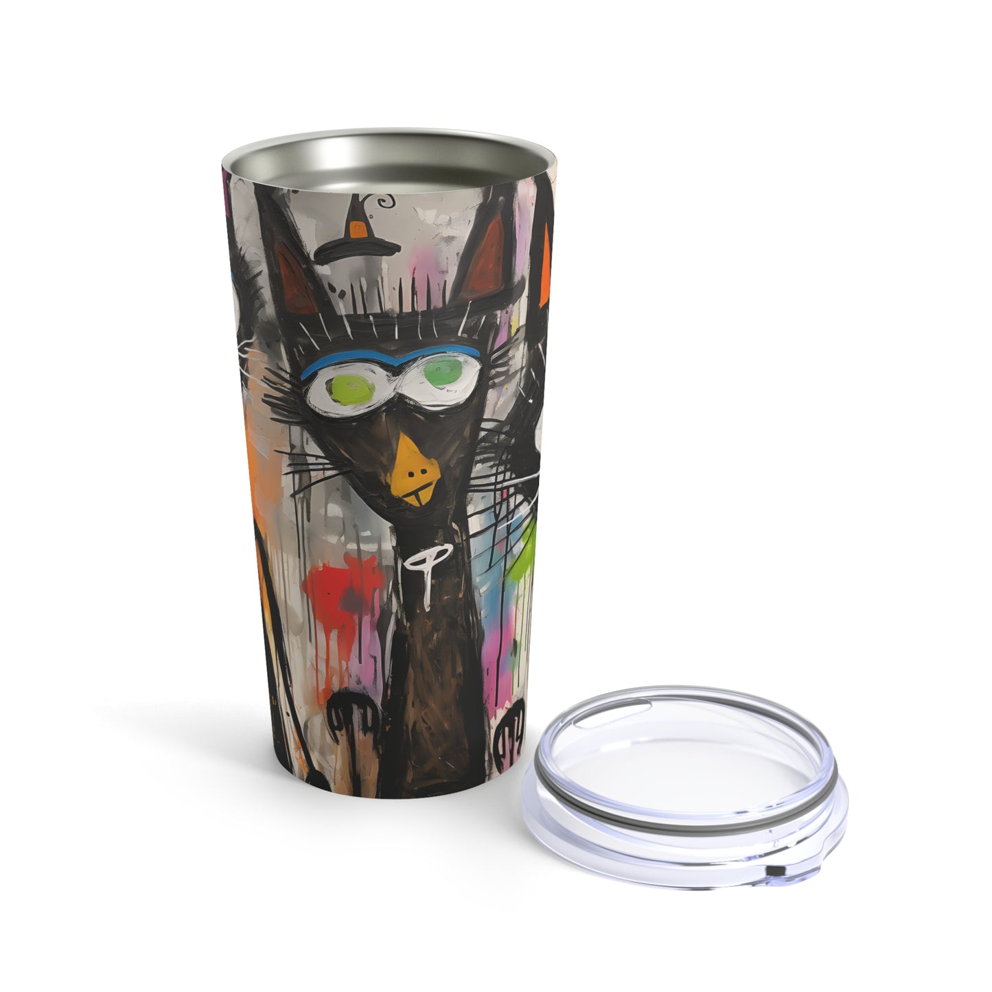 Doodle Abstract Black Cat By DaFlowerChild Tumbler 20oz