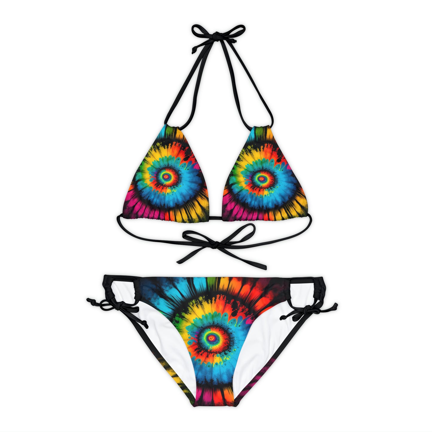 Bold And Beautiful Tie Dye Style Four Strappy Bikini Set (AOP)