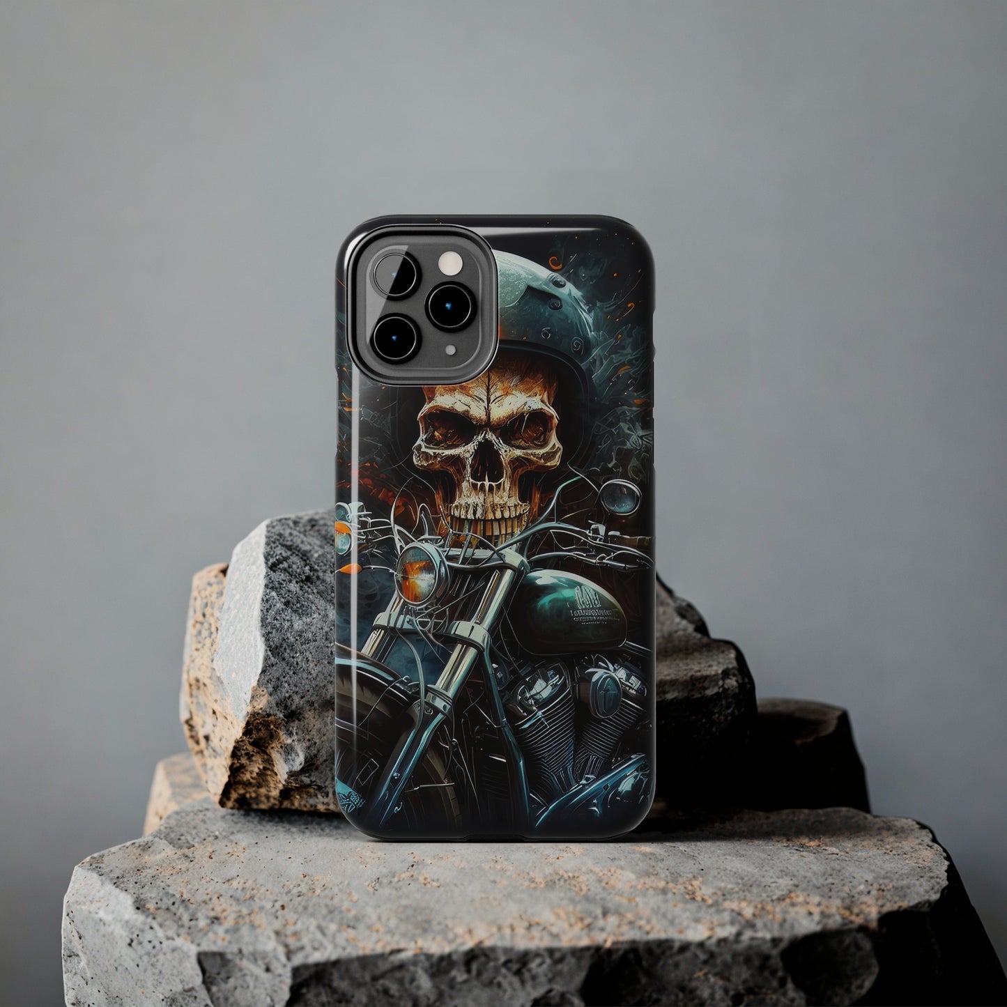 Skull Motorcycle Rider, Ready to Tear Up Road On Beautiful Bike 9 Tough Phone Cases