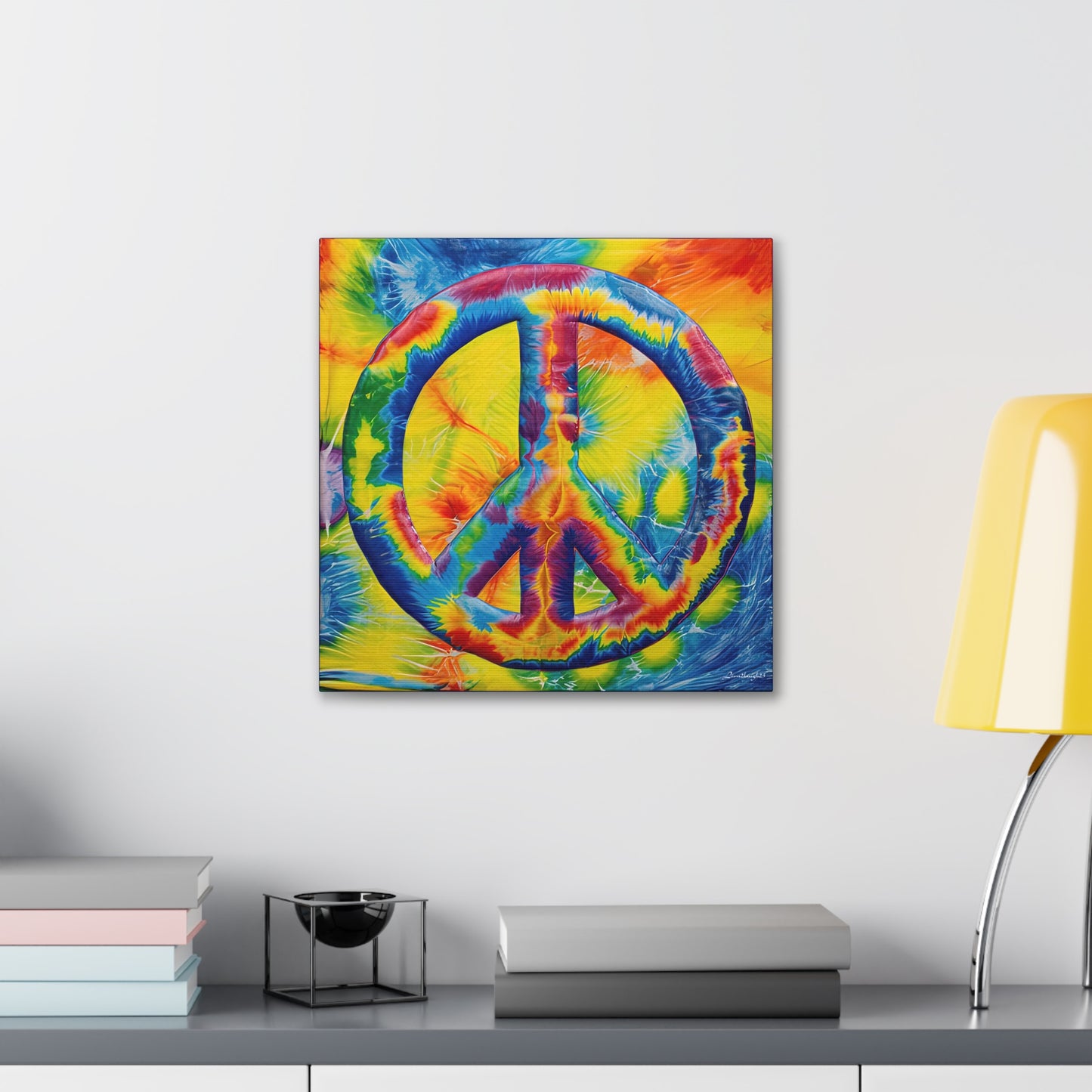 Coolio Tie Dye Hippie Peace Sign 4 Canvas Gallery Wraps