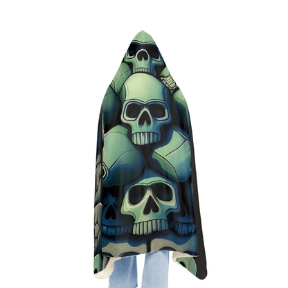 Deeply Detailed Blue And Grey Skulls Cement Background Snuggle Blanket