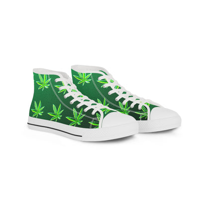 Classic Green Marijuana Leaves Men's High Top Sneakers