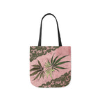 Grey Lace Gorgeous Pink Designed Marijuana 420 Weed Polyester Canvas Tote Bag (AOP)