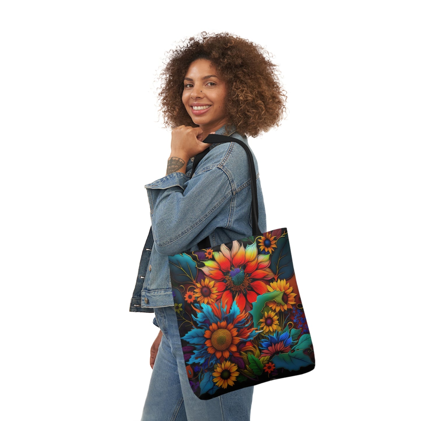 Bold And Beautiful Colorful Flowers Style Two Polyester Canvas Tote Bag (AOP)