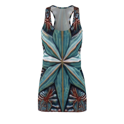 Beautiful Stars Abstract Star Style Blue And Red Women's Cut & Sew Racerback Dress (AOP)