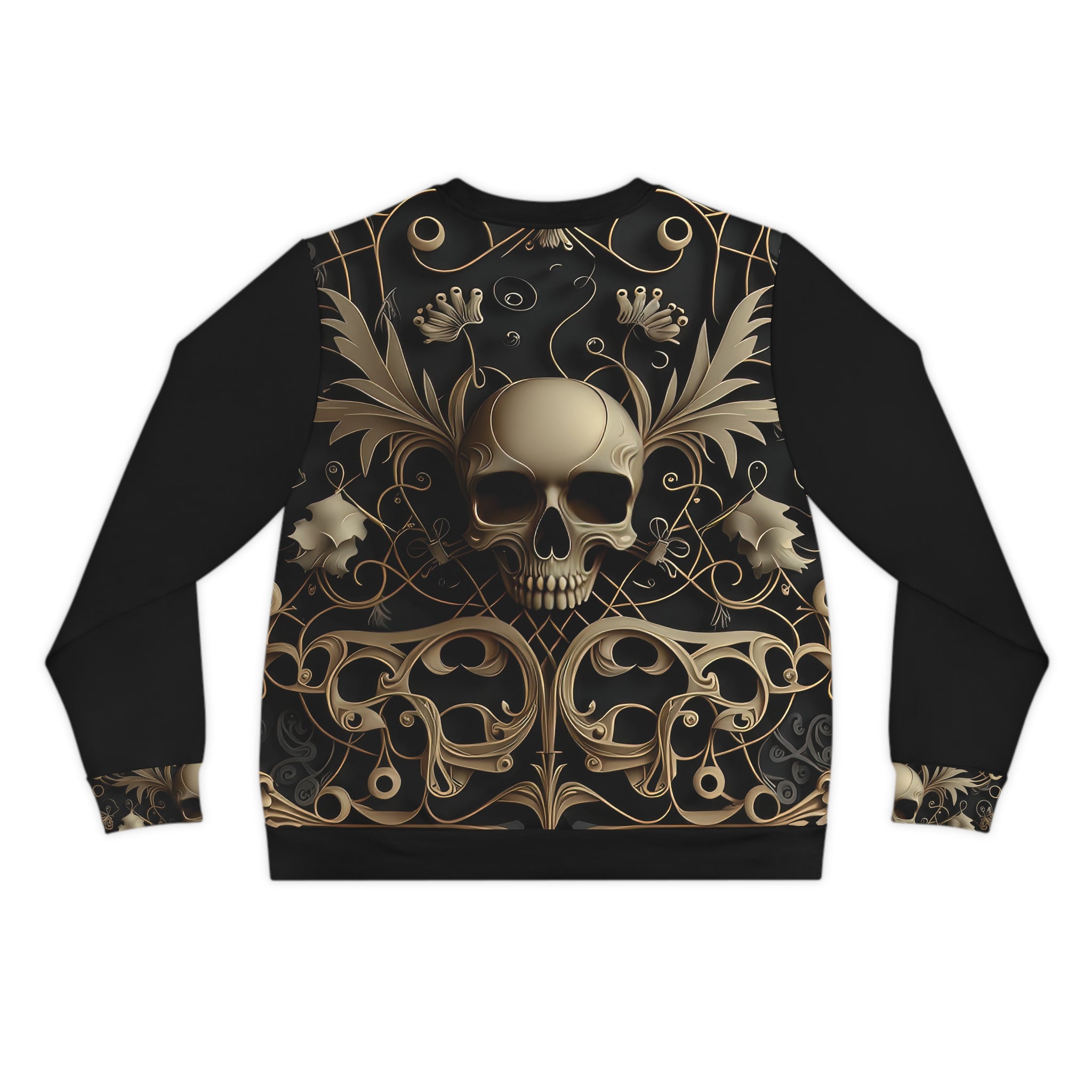 Metallic Chrome Skull and classic Designed Background Style 2 Lightweight Sweatshirt (AOP)