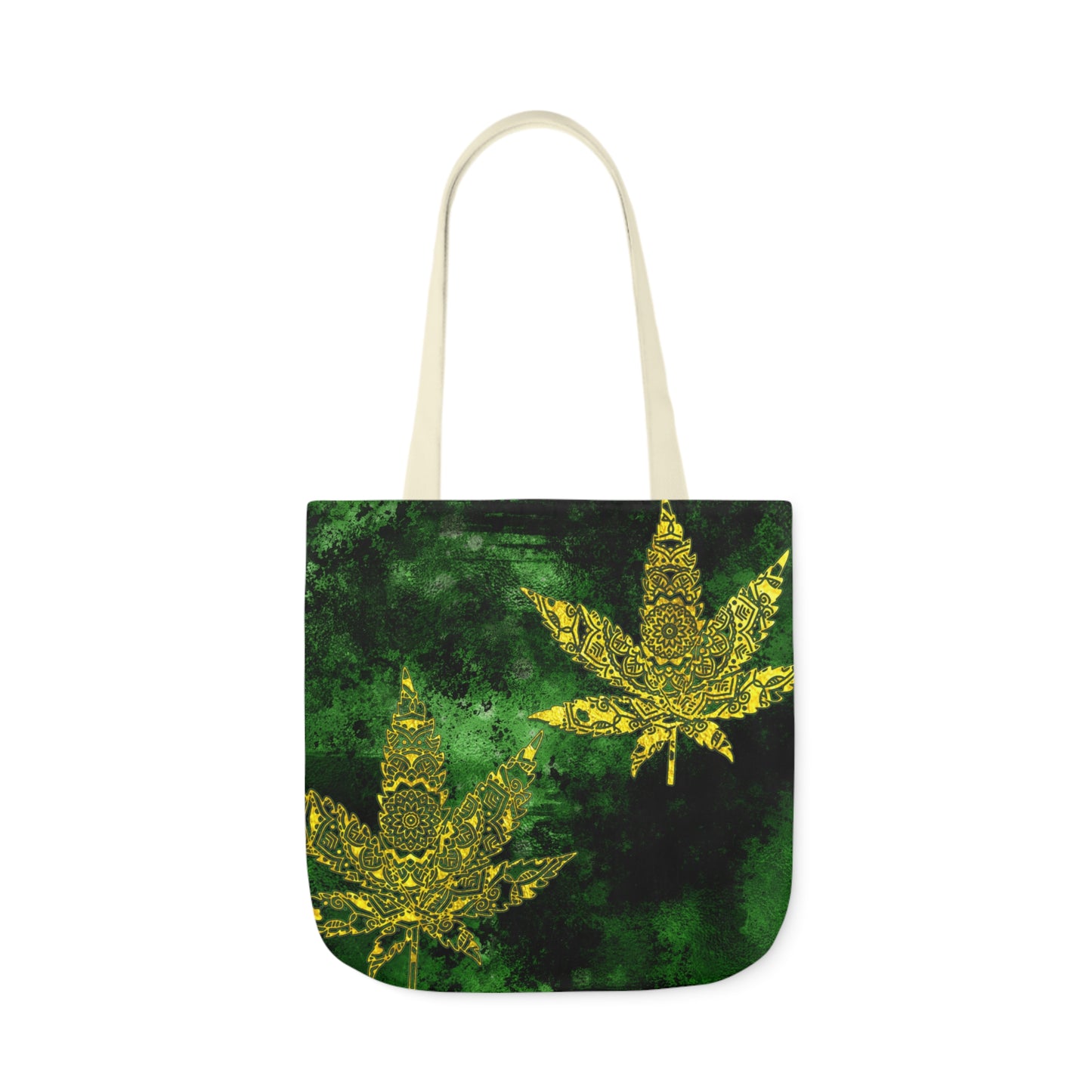 Gorgeous Designed Gold Leaf With multigreen Background Marijuana Pot Weed 420 Polyester Canvas Tote Bag (AOP)