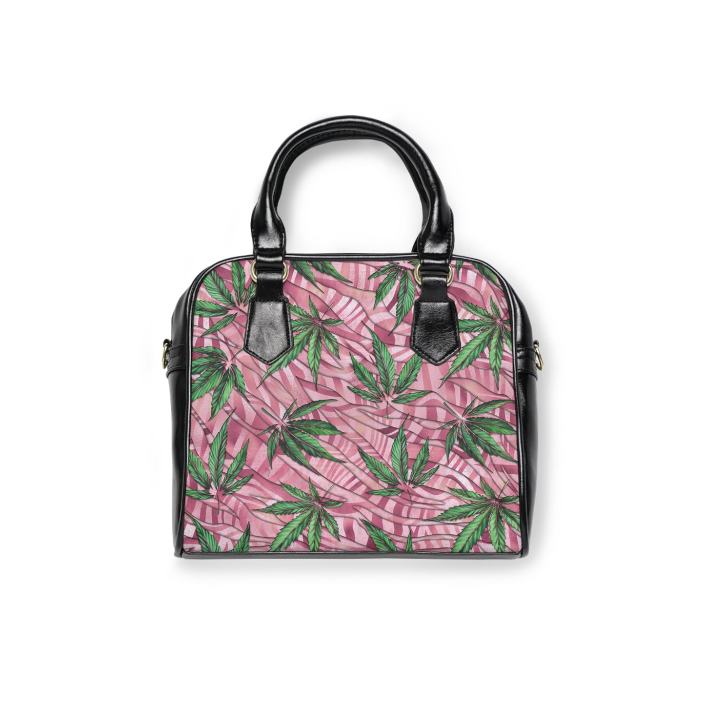 Beautifully Pink And Green Gorgeous Designed Marijuana 420 Weed Leaf Shoulder Handbag