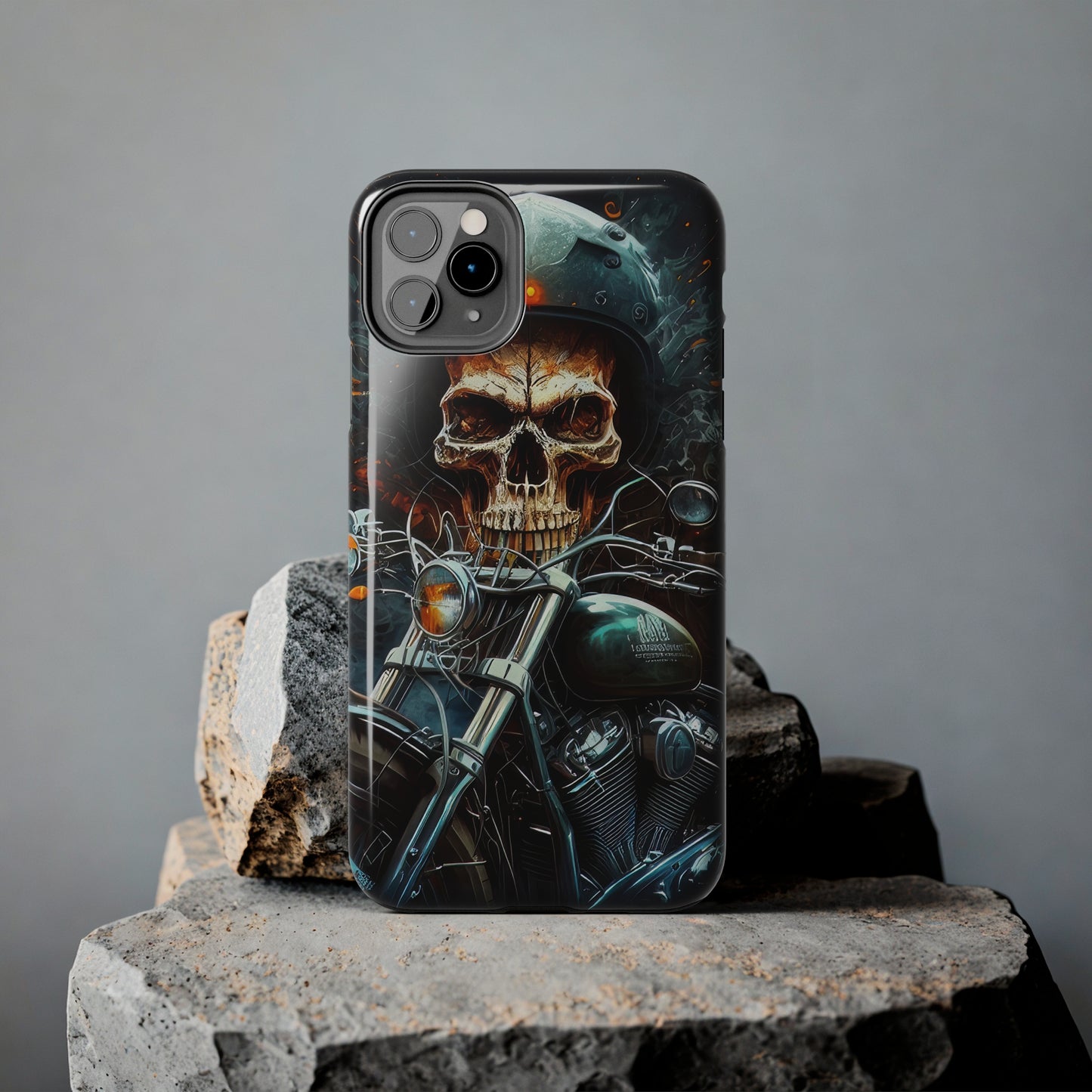 Skull Motorcycle Rider, Ready to Tear Up Road On Beautiful Bike 9 Tough Phone Cases