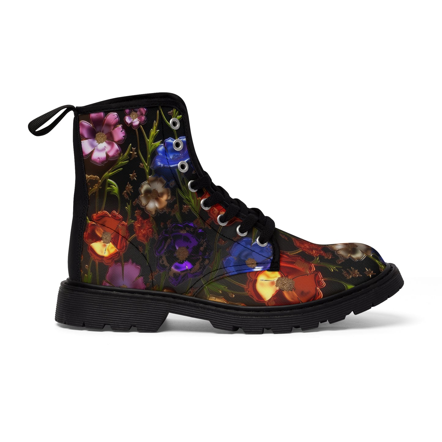 Bold & Beautiful & Metallic Wildflowers, Gorgeous floral Design, Style 7 Women's Canvas Boots