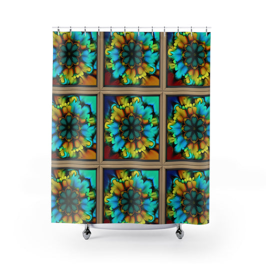 Bold And Beautiful Tie Dye B 3 Blue Yellow Shower Curtains