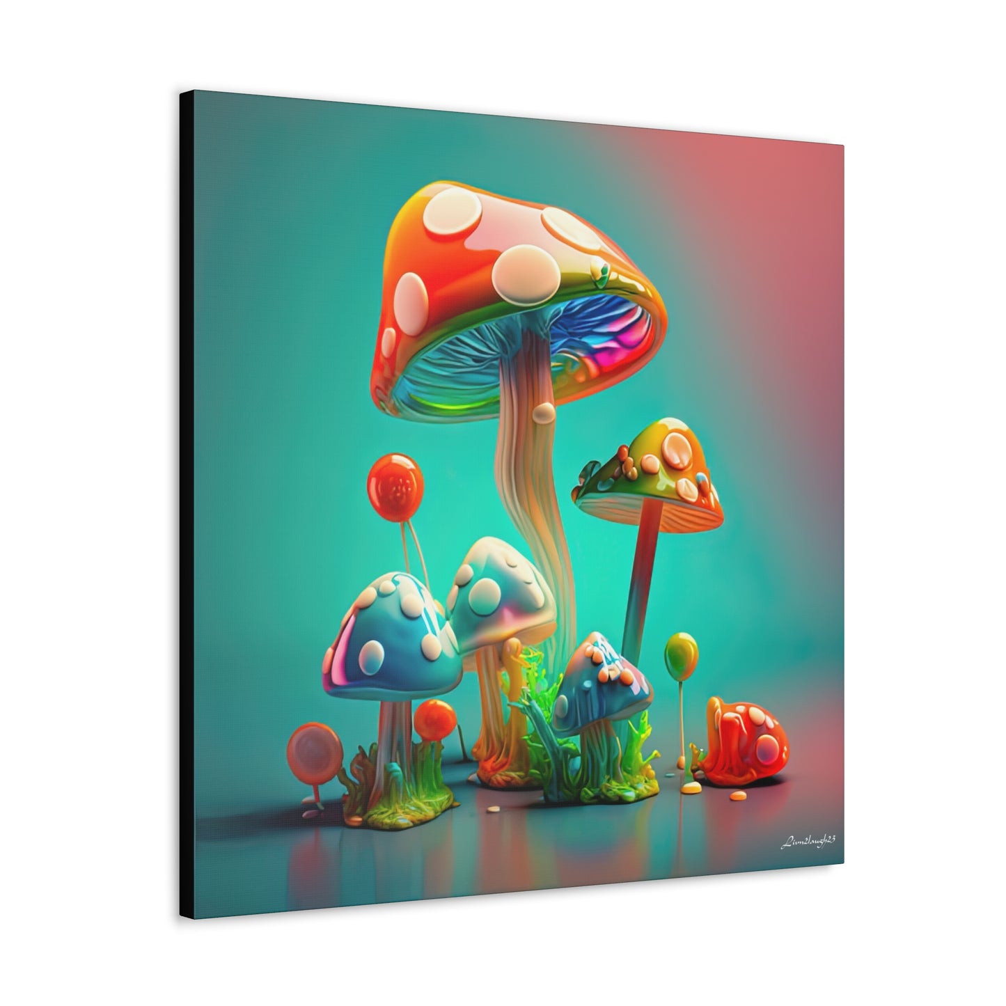 Beautiful Mushroom Luminating Colorful Bliss 3 Canvas Gallery Wraps