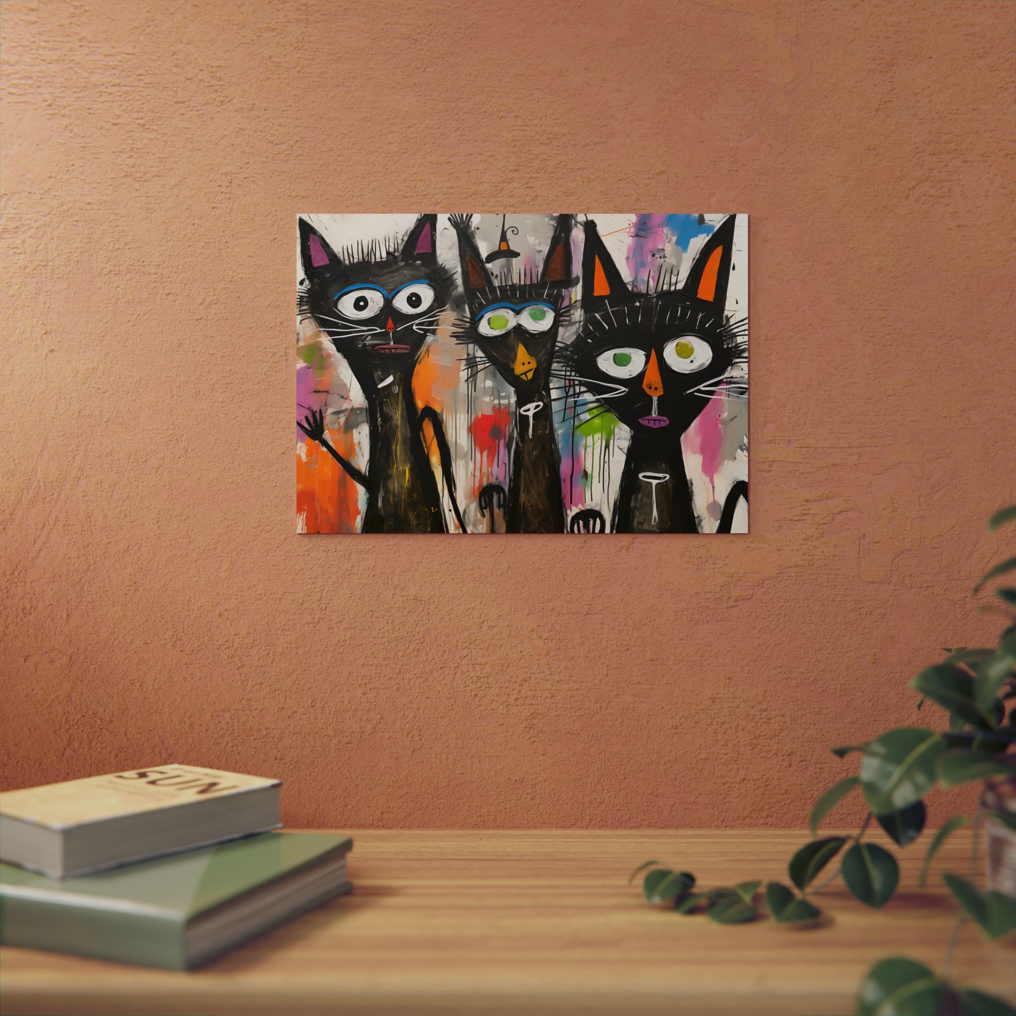 Doodle Abstract Black Cat By DaFlowerChild Aluminum Composite Panels