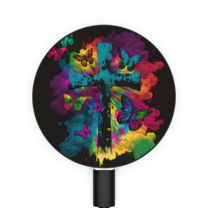 Bold And Beautiful Tie Dye Butterflies And Cross Style 11 Magnetic Induction Charger