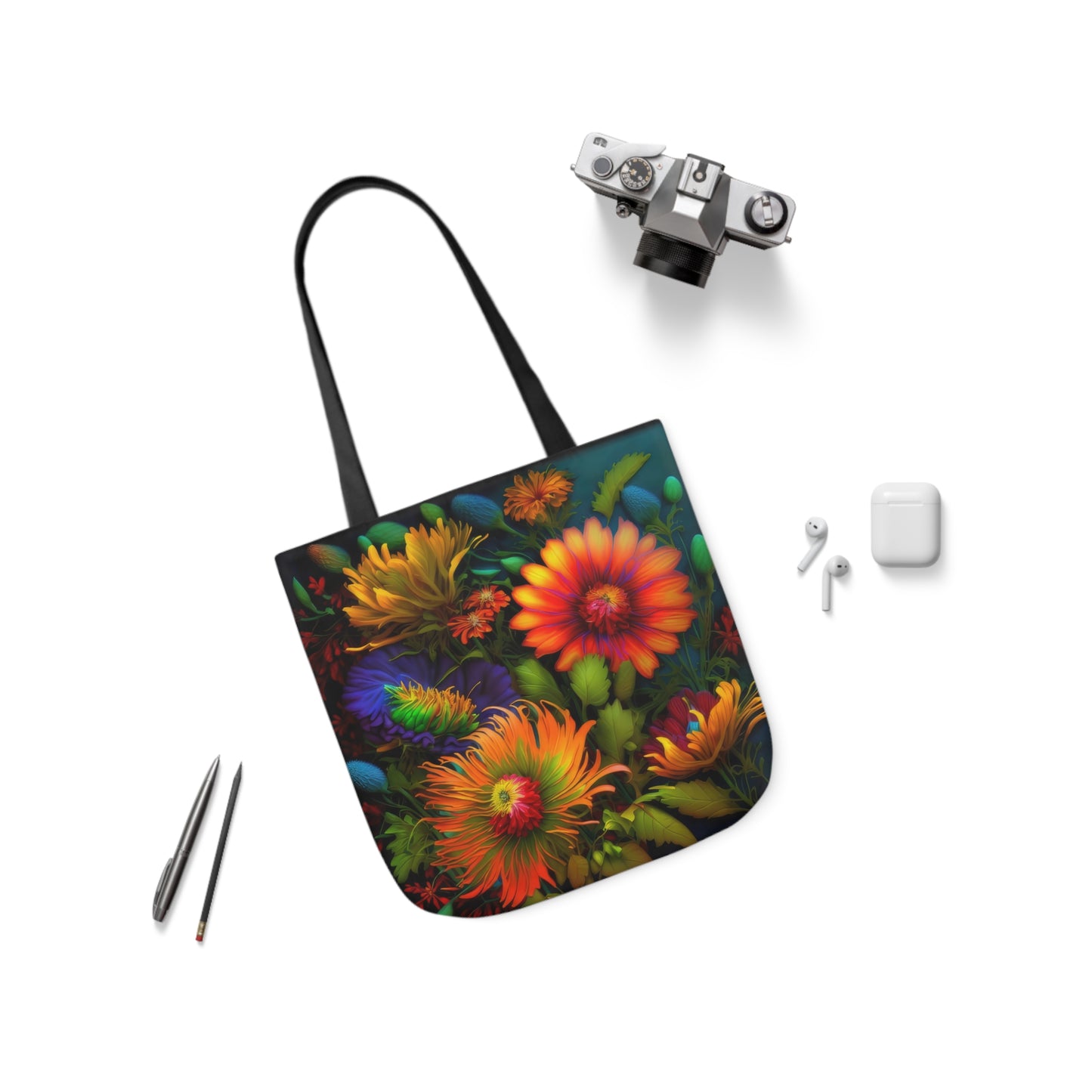 Bold And Beautiful Flowers Style One Polyester Canvas Tote Bag (AOP)