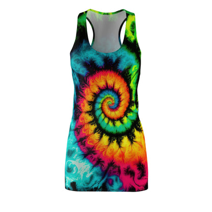 Bold And Beautiful Tie Dye Style Three Women's Cut & Sew Racerback Dress (AOP)