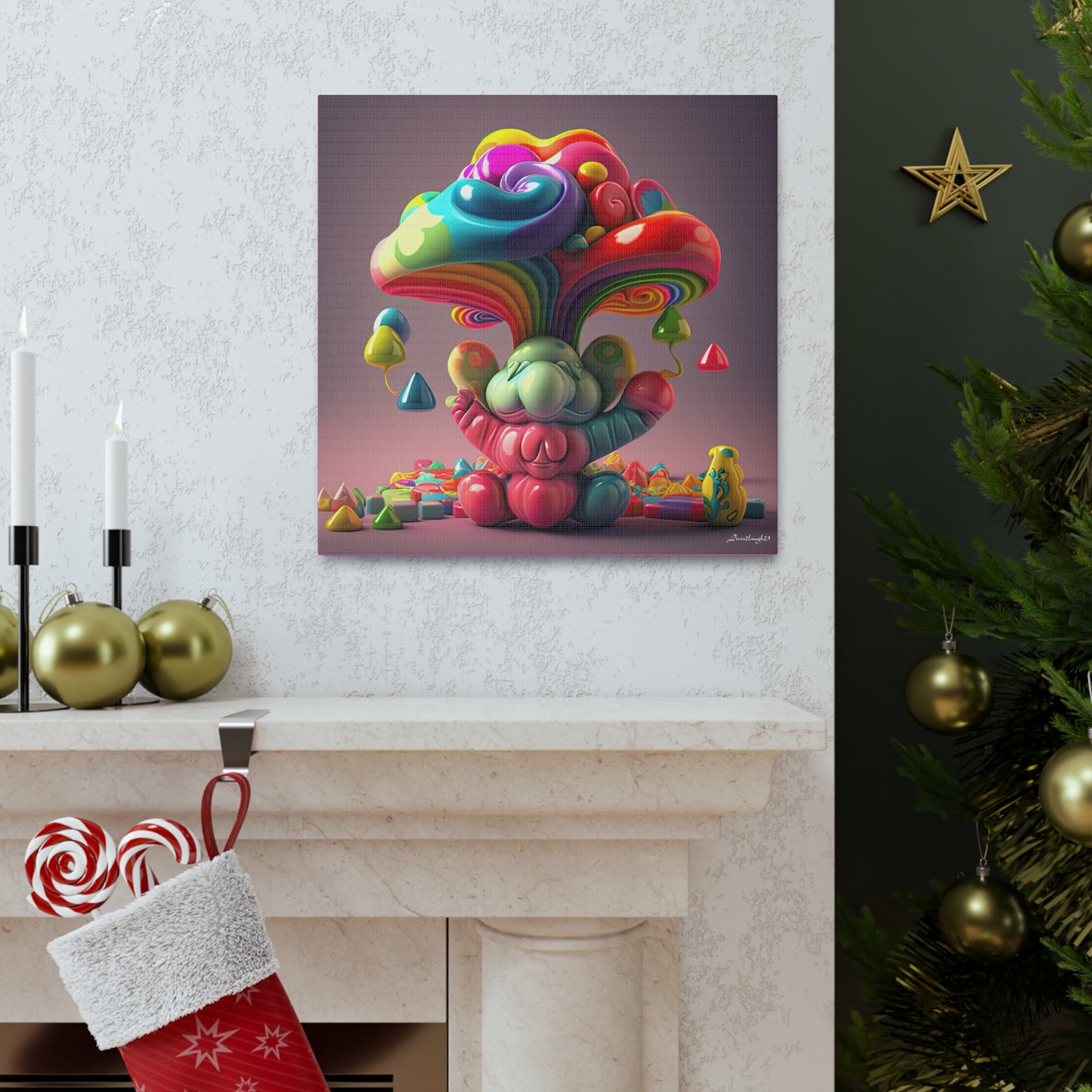 Gummy-Candy Style Mushroom Fun Bliss Cute Animal Canvas Gallery Wraps