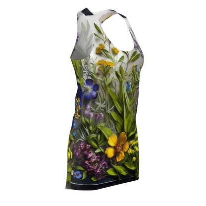 Bold & Beautiful & Metallic Wildflowers, Gorgeous floral Design, Style 4 Women's Cut & Sew Racerback Dress (AOP)