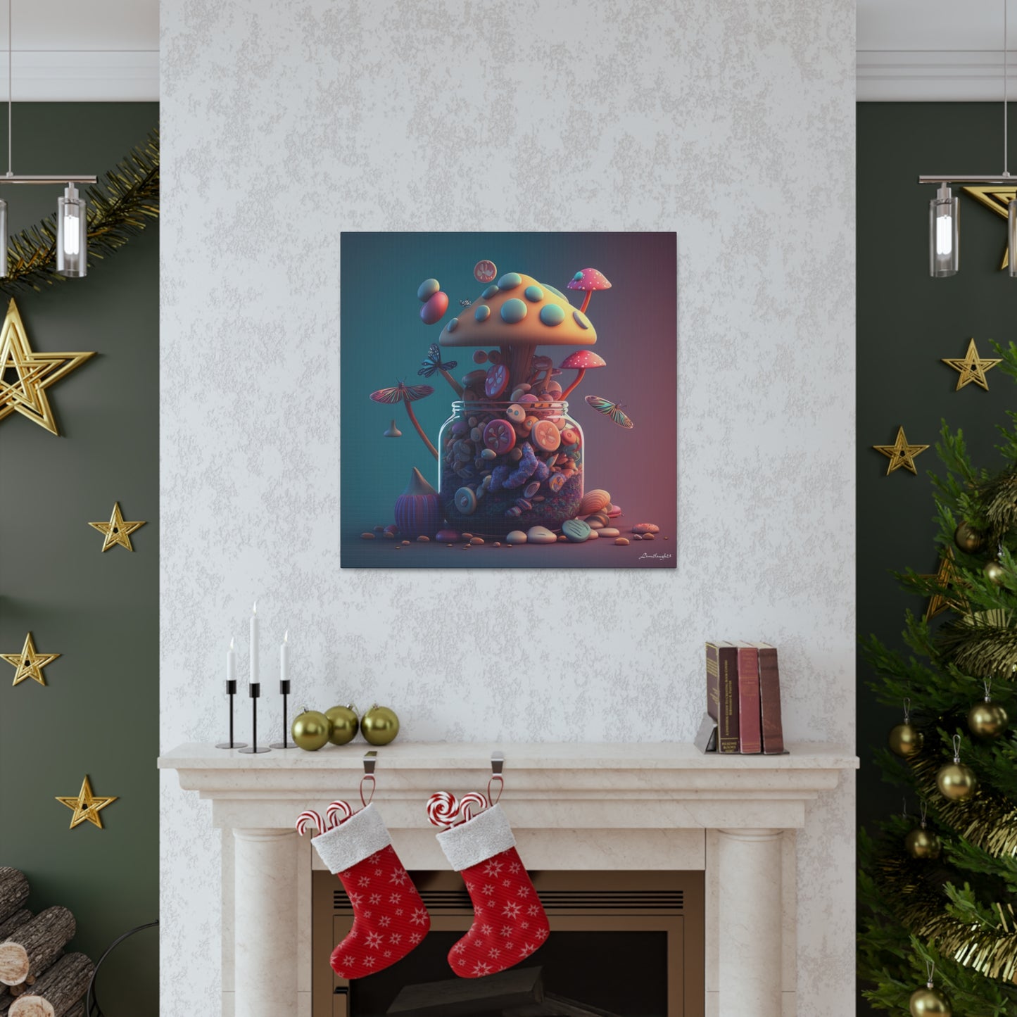 Beautiful Mushroom Luminating Colorful Bliss 10 Canvas Gallery Wraps