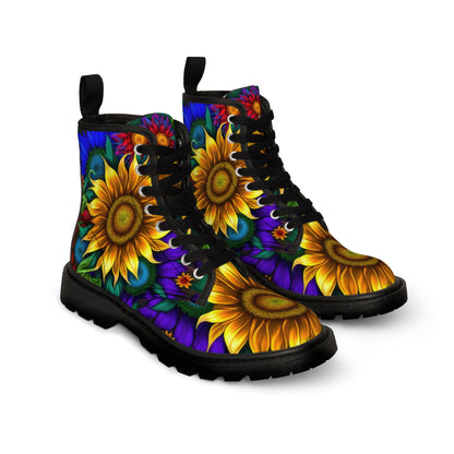 Bold And Beautiful Colorful Flowers Style Four Women's Canvas Boots