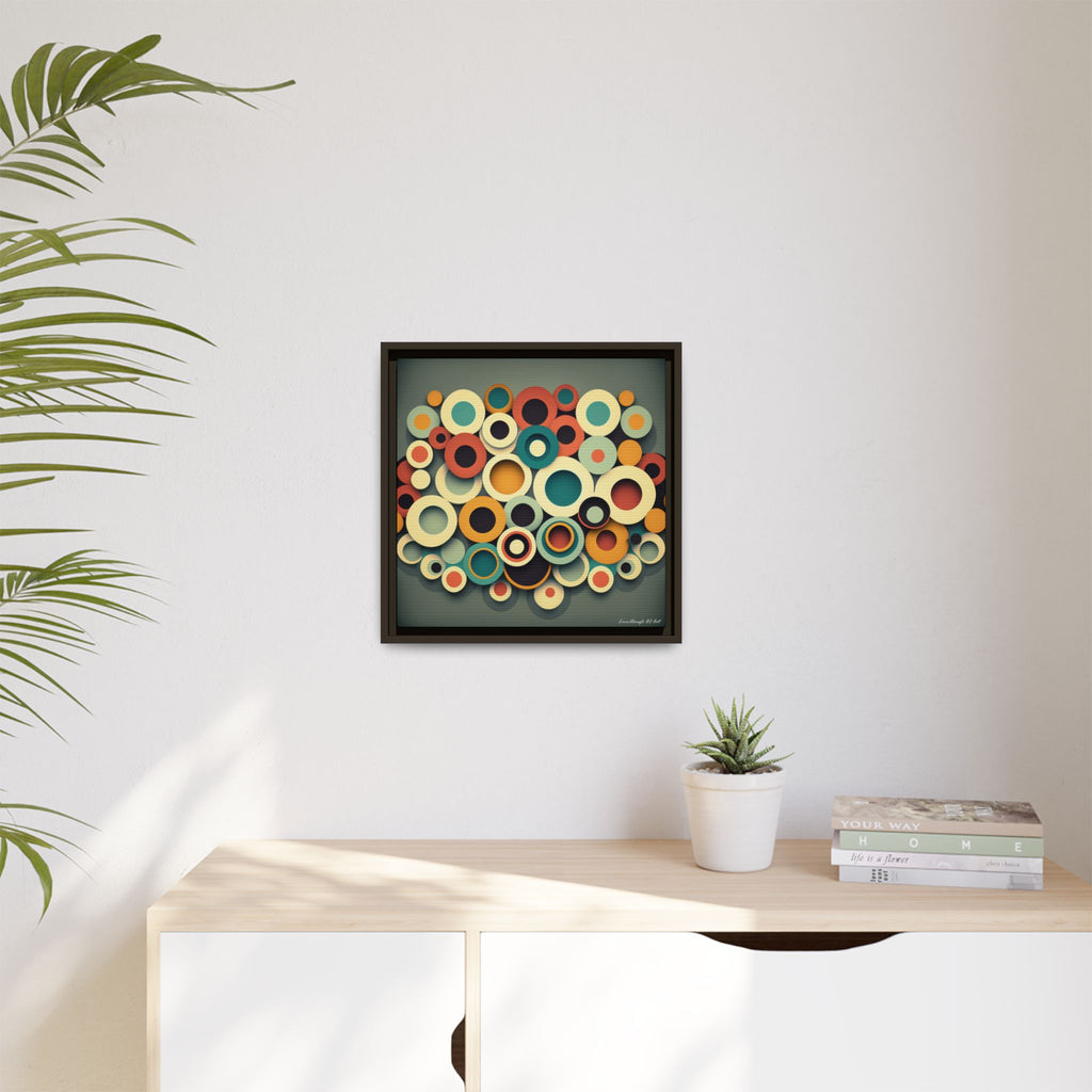 Gathered Circles, Matte Canvas, Framed (Multi-color)