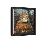 Mosaic Majesty: The Regal Cat, Framed Mosaic Cat Art Print — Colorful Modern Wall Canvas