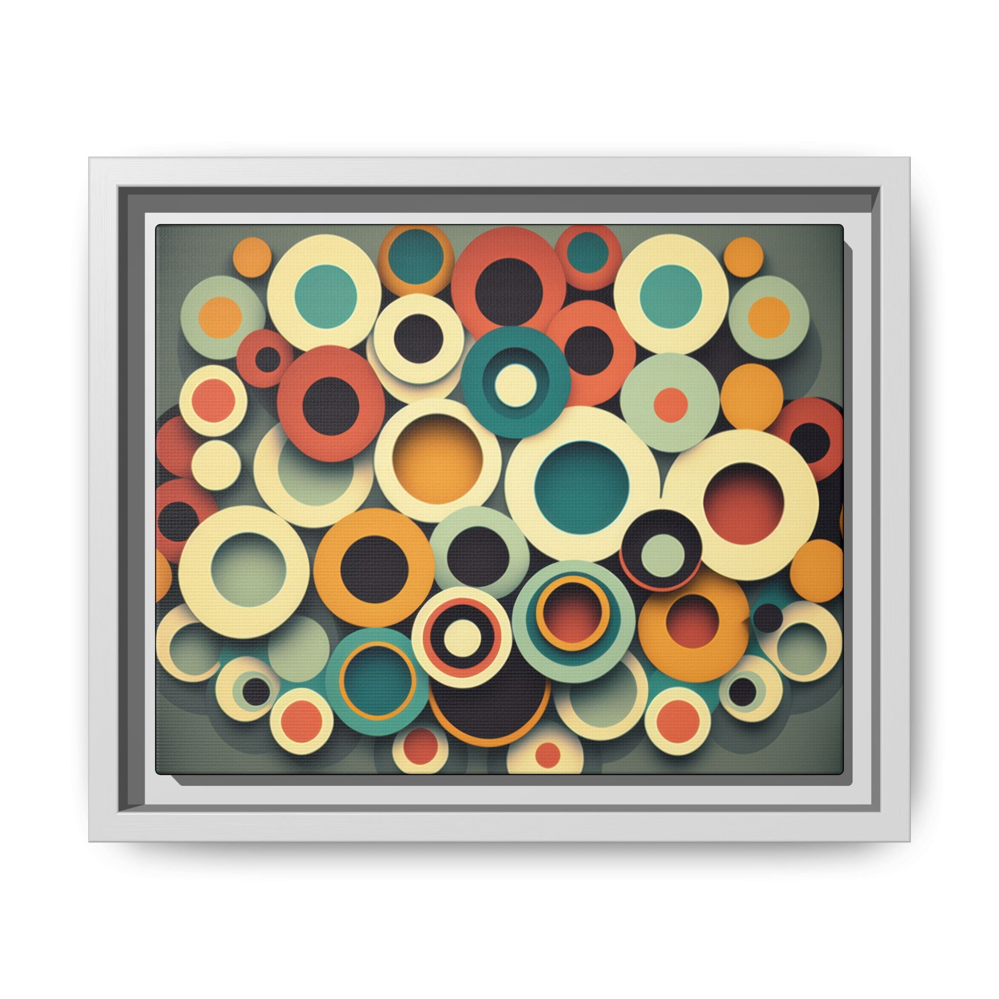 Gathered Circles, Matte Canvas, Framed (Multi-color)