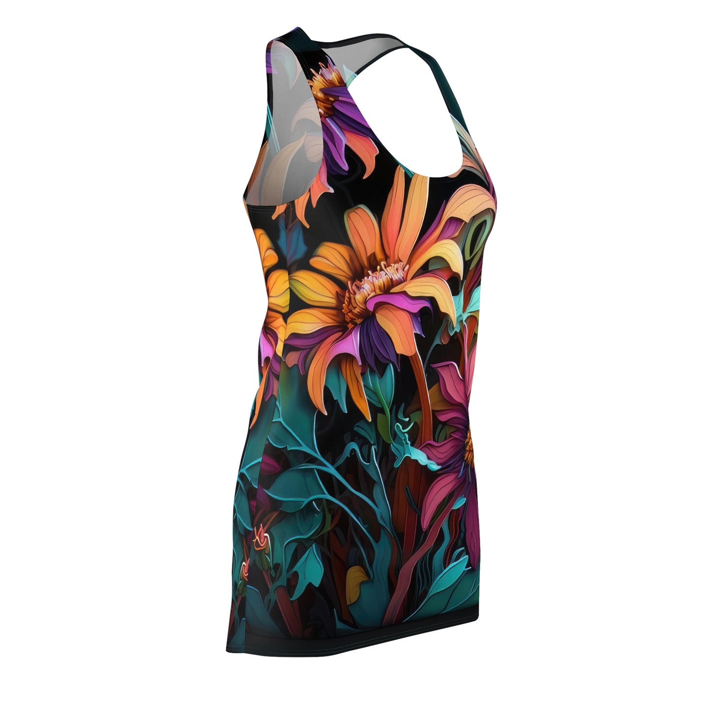 Bold And Beautiful Designed Flowers Three Women's Cut & Sew Racerback Dress (AOP)