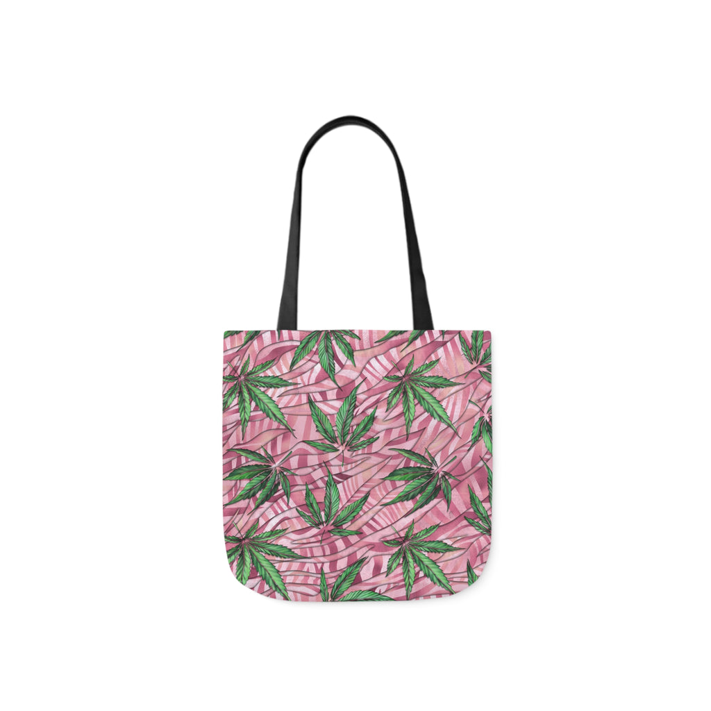 Beautifully Pink And Green Gorgeous Designed Marijuana 420 Weed Leaf Polyester Canvas Tote Bag (AOP)