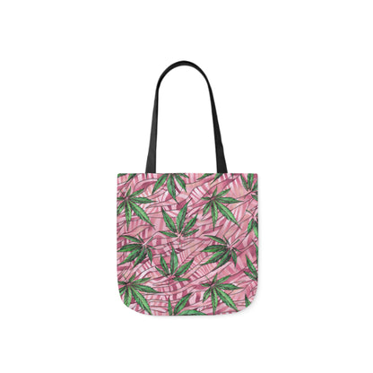 Beautifully Pink And Green Gorgeous Designed Marijuana 420 Weed Leaf Polyester Canvas Tote Bag (AOP)