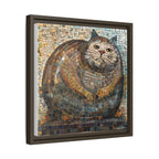 "Serene Mosaic Cat", Framed Mosaic Cat Art Print — Colorful Modern Wall Canvas