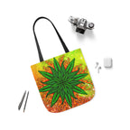Beautifully Designed Orange, Yellow And Green Marijuana Leave Polyester Canvas Tote Bag (AOP)