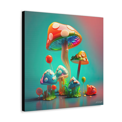 Beautiful Mushroom Luminating Colorful Bliss 3 Canvas Gallery Wraps