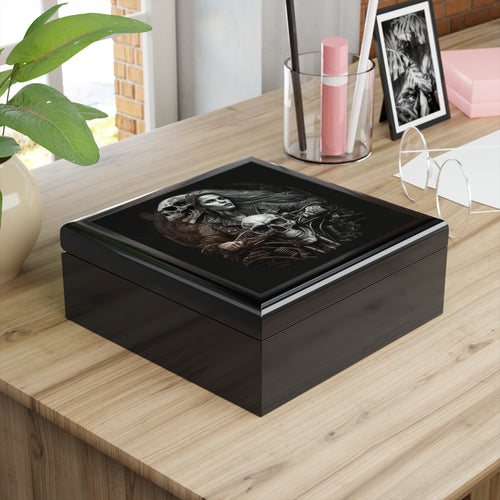 Biker Chic With Skulls On Motorcycle Jewelry Box Jewelry Box