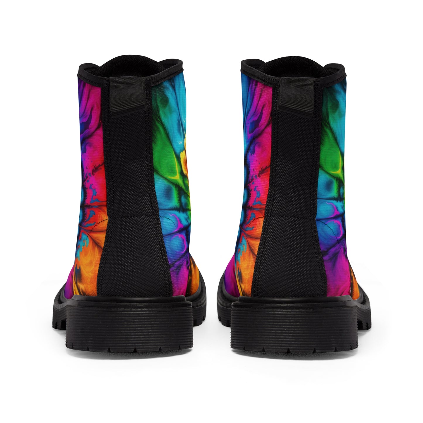 Bold And Beautiful Tie Dye Style Two Men's Canvas Boots