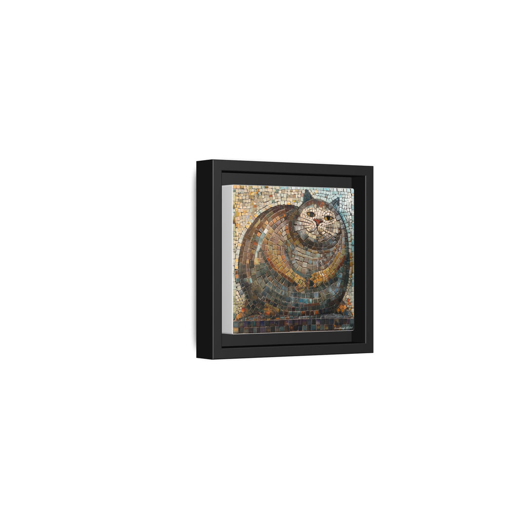"Serene Mosaic Cat", Framed Mosaic Cat Art Print — Colorful Modern Wall Canvas