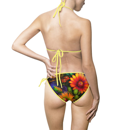 Bold And Beautiful Designed floral Style One, Orange Straps Women's Bikini Swimsuit (AOP)